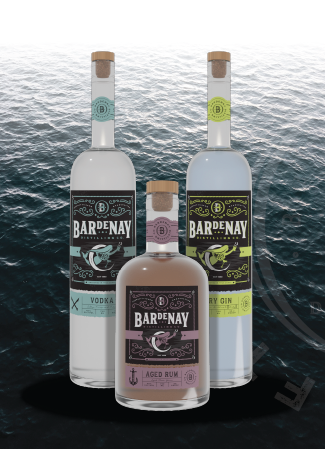 Bardenay Distilling Co. vodka, rum, and gin in bottles